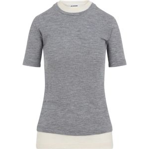 Jil Sander, Dames, Tops, Grijs, Maat: S Wol,