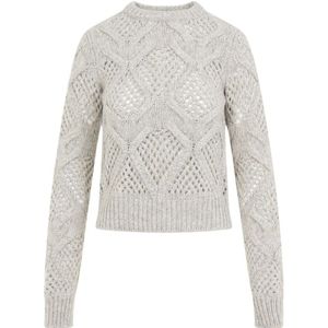 Sportmax, Dames, Truien, Grijs, Maat: L Wol,