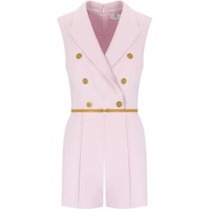 Elisabetta Franchi, Dames, Jumpsuits & Playsuits, Roze, Maat: M Satijn,