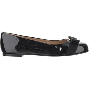 Ferragamo - Leren Ballerina's - Zwart - Met Grosgrain Strik
