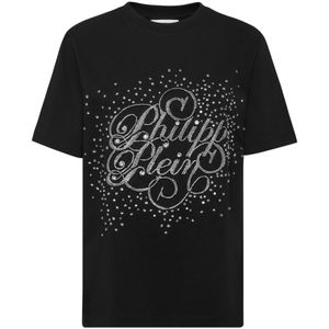 Philipp Plein, Dames, Tops, Zwart, Maat: L Katoen,