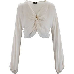 Elisabetta Franchi, Dames, Blouses & Shirts, Beige, Maat: L Viscose,