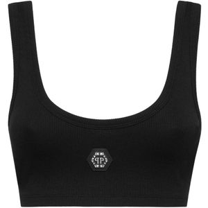 Philipp Plein, Dames, Tops, Zwart, Maat: S Jersey,