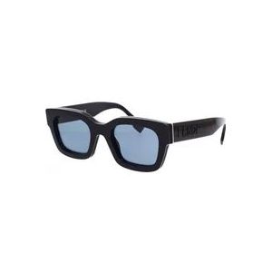 Fendi Vierkante Glamour Zonnebril Blauwe Lens , Black , unisex , Maat: 50 MM