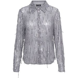 &Co Woman - Barcelona - Blouse - Zilver - Lange Mouwen - Pailletten