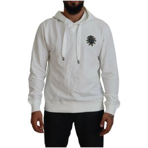 Dolce & Gabbana, Heren, Sweatshirts & Hoodies, Wit, Maat: M Katoen,