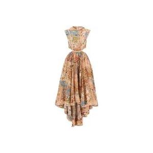 Zimmermann Bloemen Chintz Asymmetrische Uitgesneden Jurk , Multicolor , Dames , Maat: XS