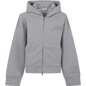 Ganni, Dames, Sweatshirts & Hoodies, Grijs, Maat: S Katoen,