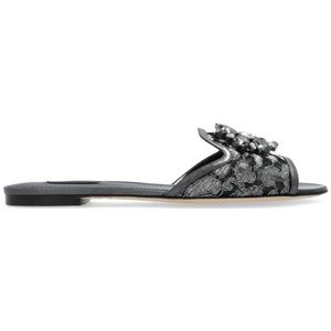 Dolce & Gabbana, Dames, Schoenen, Grijs, Maat: 36 EU Leer,