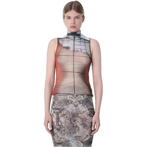Jean Paul Gaultier, Dames, Tops, Veelkleurig, Maat: L Polyamide,