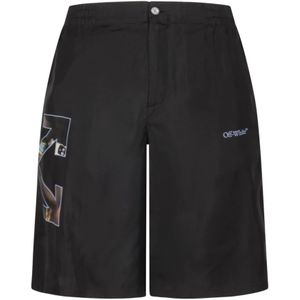 Off White, Heren, Korte broeken, Zwart, Maat: S Zijde,