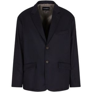 Emporio Armani, Heren, Jassen, Blauw, Maat: XL Wol,