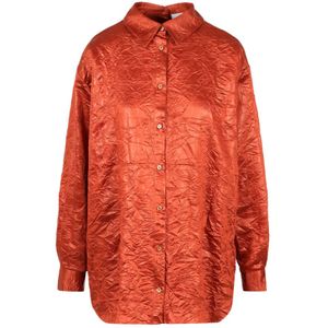 Msgm, Dames, Blouses & Shirts, Oranje, Maat: XS Satijn,