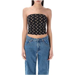 Marine Serre, Dames, Tops, Zwart, Maat: XS Polyamide,