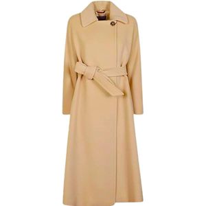 Max Mara Studio, Dames, Mantels, Bruin, Maat: 3XS Wol,