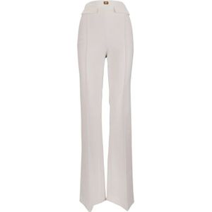 Elisabetta Franchi, Dames, Broeken, Wit, Maat: L Zijde,