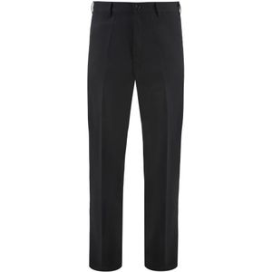 Prada, Heren, Broeken, Zwart, Maat: M Wol,