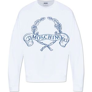 Moschino, Heren, Sweatshirts & Hoodies, Wit, Maat: L Katoen,