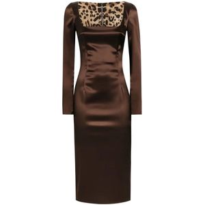 Dolce & Gabbana, Dames, Jurken, Bruin, Maat: M