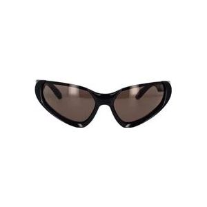 Balenciaga Rechthoekige omwikkelende zonnebril , Black , unisex , Maat: 64 MM