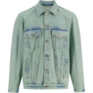 Palm Angels, Heren, Jassen, Blauw, Maat: S Denim,