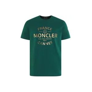 Moncler Heren Ss T-Shirt , Green , Heren , Maat: L