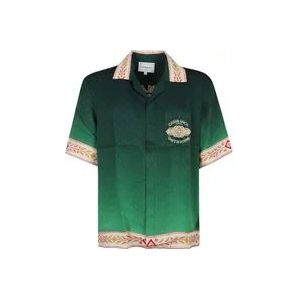 Casablanca Korte mouw Cubaanse kraag overhemd , Green , Heren , Maat: XL