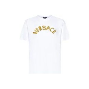 Versace Slim Fit T-shirts en Polos , White , Heren , Maat: M
