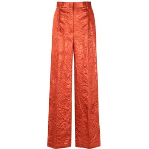 Msgm, Dames, Broeken, Oranje, Maat: S Satijn,