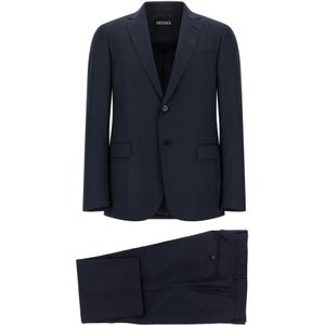 Zegna, Heren, Pakken, Blauw, Maat: M Wol,