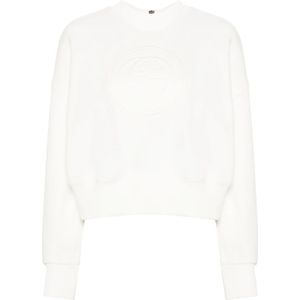 Gucci Ivoorwitte Trui met Interlocking G Borduursel , White , Dames , Maat: L