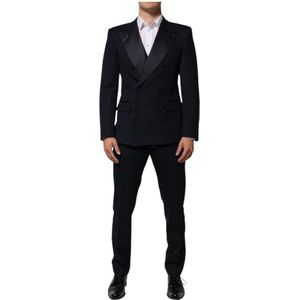 Dolce & Gabbana, Heren, Pakken, Zwart, Maat: L Wol,