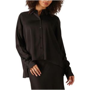 Drykorn, Dames, Blouses & Shirts, Zwart, Maat: S Satijn,