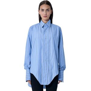 Maison Margiela, Dames, Blouses & Shirts, Blauw, Maat: 2XS Katoen,