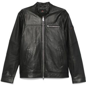 Peuterey, Heren, Jassen, Zwart, Maat: L Leer,