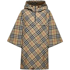 Burberry - Geruite Poncho - Beige Zwart Rood Wit - Polyester