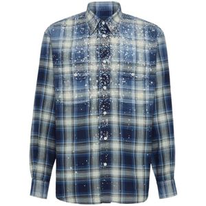 Dsquared2, Heren, Overhemden, Blauw, Maat: M