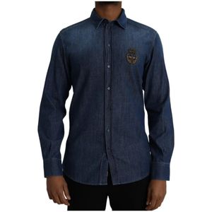Dolce & Gabbana - Overhemd - Blauw - Slim Fit - 100% Katoen