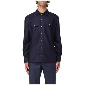 Brunello Cucinelli, Heren, Overhemden, Blauw, Maat: M
