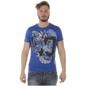 Versace Jeans Couture, Heren, Tops, Blauw, Maat: 2XL Katoen,