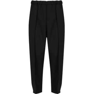Jil Sander, Heren, Broeken, Zwart, Maat: L Gabardine,
