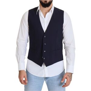 Dolce & Gabbana - Kostuum - Donkerblauw - Heren - Wol - Elegante Formele Vest