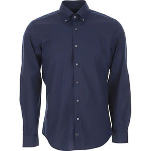 Fay, Heren, Overhemden, Blauw, Maat: M Katoen,