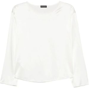 Emporio Armani, Dames, Blouses & Shirts, Wit, Maat: XL Zijde,