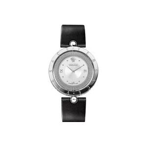 Versace Stijlvol Dames Leren Horloge, Quartz, Zwart , Gray , Dames , Maat: ONE Size