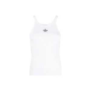 Fendi Geborduurde Logo Top , White , Dames , Maat: M