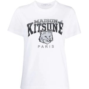 Maison Kitsuné, Dames, Tops, Wit, Maat: M Katoen,