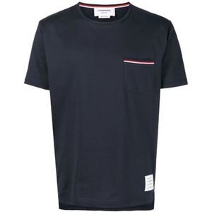 Thom Browne, Heren, Tops, Blauw, Maat: M Katoen,