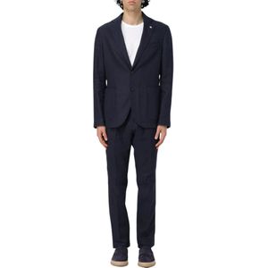 Manuel Ritz, Heren, Pakken, Blauw, Maat: M Linnen,