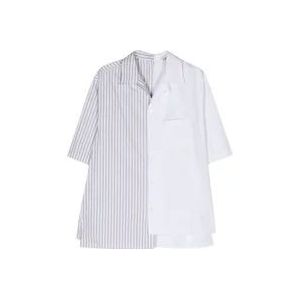 Lanvin Multicolor Poplin Gepaneelde Overhemd , White , Heren , Maat: XL